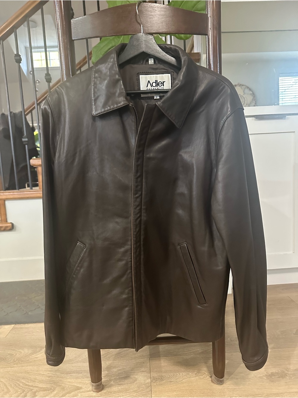 Men's Dark Brown Leather Bomber Jacket